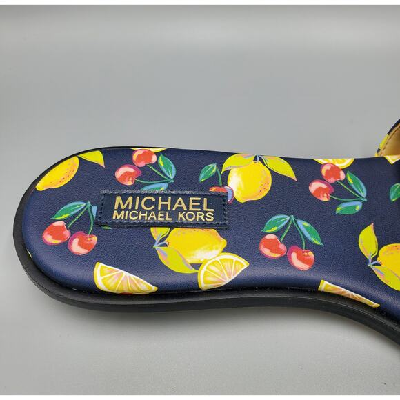 NIB Michael Kors Deanna Sequined Fruit Print Slide Sandal Navy Multi Size 7M - Picture 12 of 16